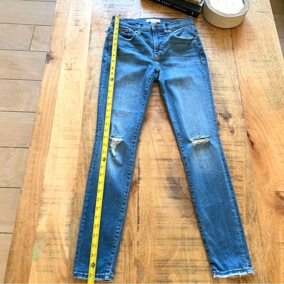 Madewell Mid-Rise 9 Bellachase Blue Distressed Skinny Jeans Sz 25 - Picture 5 of 11